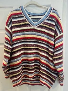 Abercrombie Multicolor Striped V-Neck Knit Sweater